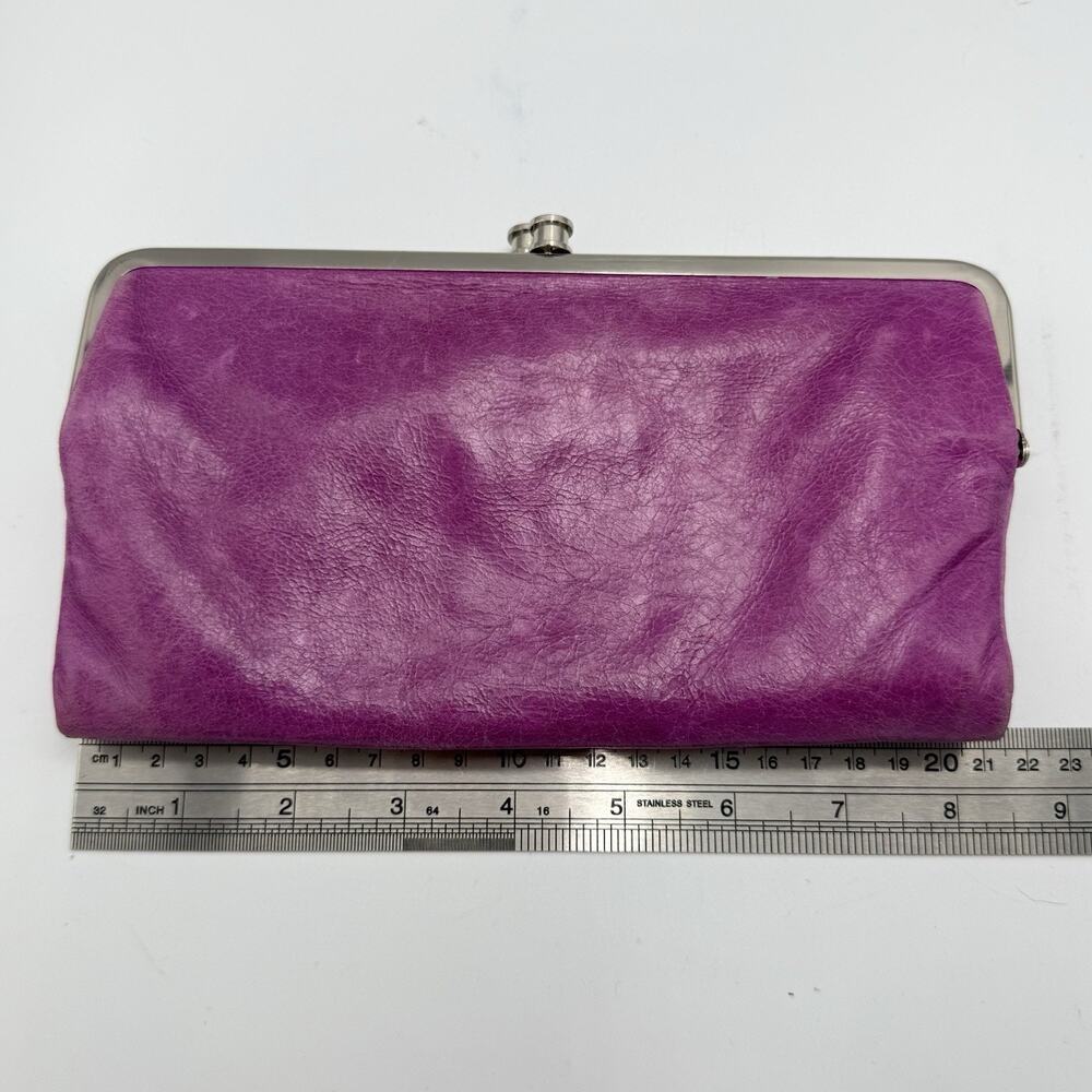 Hobo International Lauren Purple Leather Double Kisslock Clutch Large Wallet - Picture 7 of 7